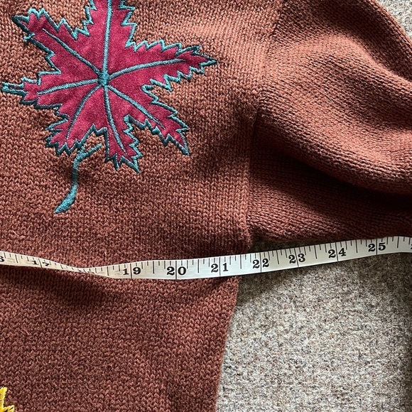 Vintage Alexa Grace Brown Leaves Cardigan Sweater Fall Autumn Grannycore Size S - Picture 12 of 12